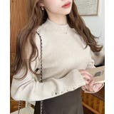 袖口ボタンボトルネックリブニットプルオーバー12G | moment+ | 詳細画像26 