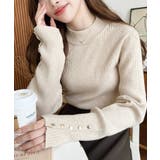 袖口ボタンボトルネックリブニットプルオーバー12G | moment+ | 詳細画像28 