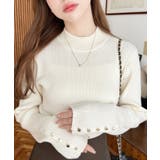 袖口ボタンボトルネックリブニットプルオーバー12G | moment+ | 詳細画像3 