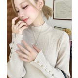 袖口ボタンボトルネックリブニットプルオーバー12G | moment+ | 詳細画像31 