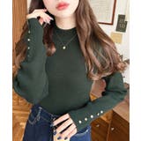 袖口ボタンボトルネックリブニットプルオーバー12G | moment+ | 詳細画像34 