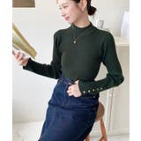 袖口ボタンボトルネックリブニットプルオーバー12G | moment+ | 詳細画像37 