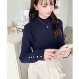 袖口ボタンボトルネックリブニットプルオーバー12G | moment+ | 詳細画像39 