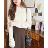 袖口ボタンボトルネックリブニットプルオーバー12G | moment+ | 詳細画像4 