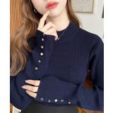 袖口ボタンボトルネックリブニットプルオーバー12G | moment+ | 詳細画像41 