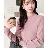 袖口ボタンボトルネックリブニットプルオーバー12G | moment+ | 詳細画像44 