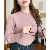 袖口ボタンボトルネックリブニットプルオーバー12G | moment+ | 詳細画像49 