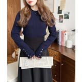 袖口ボタンボトルネックリブニットプルオーバー12G | moment+ | 詳細画像58 