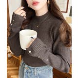 袖口ボタンボトルネックリブニットプルオーバー12G | moment+ | 詳細画像77 