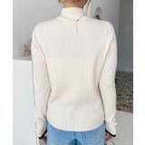 ボトルネック配色ラインワイドリブニットプルオーバー12G | moment+ | 詳細画像10 