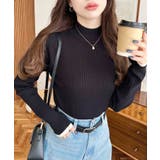 ボトルネック配色ラインワイドリブニットプルオーバー12G | moment+ | 詳細画像15 