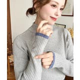 ボトルネック配色ラインワイドリブニットプルオーバー12G | moment+ | 詳細画像37 