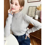 ボトルネック配色ラインワイドリブニットプルオーバー12G | moment+ | 詳細画像40 