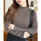 ボトルネック配色ラインワイドリブニットプルオーバー12G | moment+ | 詳細画像42 