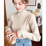 ボトルネック配色ラインワイドリブニットプルオーバー12G | moment+ | 詳細画像52 