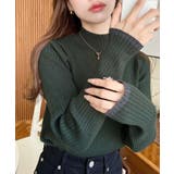 ボトルネック配色ラインワイドリブニットプルオーバー12G | moment+ | 詳細画像60 