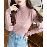 ボトルネック配色ラインワイドリブニットプルオーバー12G | moment+ | 詳細画像69 