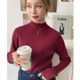 ボトルネック配色ラインワイドリブニットプルオーバー12G | moment+ | 詳細画像81 