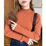 ボトルネック配色ラインワイドリブニットプルオーバー12G | moment+ | 詳細画像84 