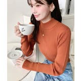 ボトルネック配色ラインワイドリブニットプルオーバー12G | moment+ | 詳細画像90 