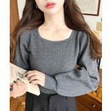 スクエアネックタックスリーブリブニットプルオーバー12G | moment+ | 詳細画像23 