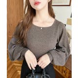 スクエアネックタックスリーブリブニットプルオーバー12G | moment+ | 詳細画像34 