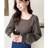 スクエアネックタックスリーブリブニットプルオーバー12G | moment+ | 詳細画像37 