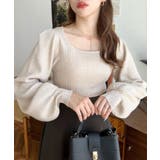 スクエアネックタックスリーブリブニットプルオーバー12G | moment+ | 詳細画像44 