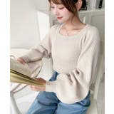 スクエアネックタックスリーブリブニットプルオーバー12G | moment+ | 詳細画像48 