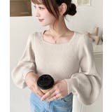 スクエアネックタックスリーブリブニットプルオーバー12G | moment+ | 詳細画像49 