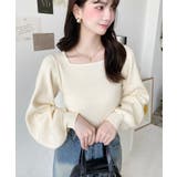 スクエアネックタックスリーブリブニットプルオーバー12G | moment+ | 詳細画像5 