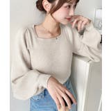 スクエアネックタックスリーブリブニットプルオーバー12G | moment+ | 詳細画像50 