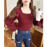 スクエアネックタックスリーブリブニットプルオーバー12G | moment+ | 詳細画像52 