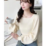 スクエアネックタックスリーブリブニットプルオーバー12G | moment+ | 詳細画像6 