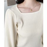 スクエアネックタックスリーブリブニットプルオーバー12G | moment+ | 詳細画像8 