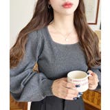 チャコールグレー | スクエアネックタックスリーブリブニットプルオーバー12G | moment+