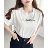 オートミール | ロゴ刺繍半袖Tシャツ | moment+
