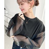 ブラック | シアースリーブロングTシャツ | moment+