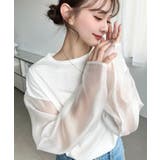 オフホワイト | シアースリーブロングTシャツ | moment+