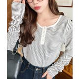 前後2WAY袖くしゅくしゅヘンリーネックボーダーロンT | moment+ | 詳細画像20