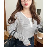 前後2WAY袖くしゅくしゅヘンリーネックボーダーロンT | moment+ | 詳細画像21