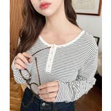 前後2WAY袖くしゅくしゅヘンリーネックボーダーロンT | moment+ | 詳細画像22