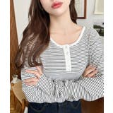 前後2WAY袖くしゅくしゅヘンリーネックボーダーロンT | moment+ | 詳細画像23