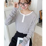 前後2WAY袖くしゅくしゅヘンリーネックボーダーロンT | moment+ | 詳細画像24