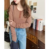 前後2WAY袖くしゅくしゅヘンリーネックボーダーロンT | moment+ | 詳細画像29