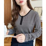 前後2WAY袖くしゅくしゅヘンリーネックボーダーロンT | moment+ | 詳細画像35