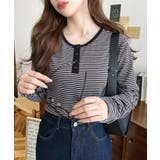 前後2WAY袖くしゅくしゅヘンリーネックボーダーロンT | moment+ | 詳細画像36