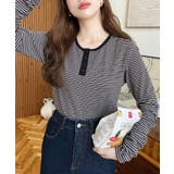 前後2WAY袖くしゅくしゅヘンリーネックボーダーロンT | moment+ | 詳細画像37