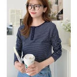 前後2WAY袖くしゅくしゅヘンリーネックボーダーロンT | moment+ | 詳細画像46