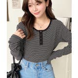 前後2WAY袖くしゅくしゅヘンリーネックボーダーロンT | moment+ | 詳細画像62